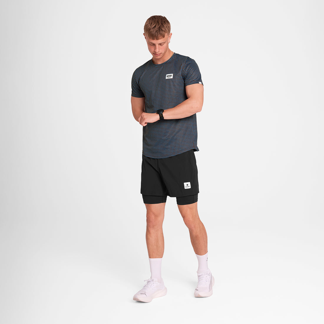 Houndstooth Combat T-Shirt - Blue