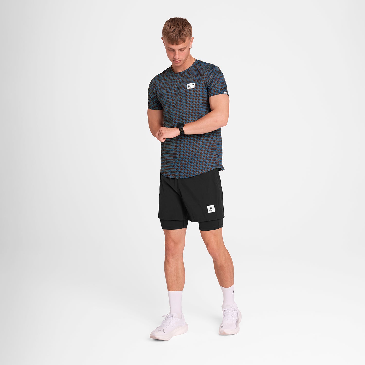 Houndstooth Combat T-Shirt - Blue