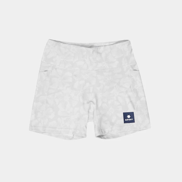 W Flower Combat+ Short Tights 4” - White Aop