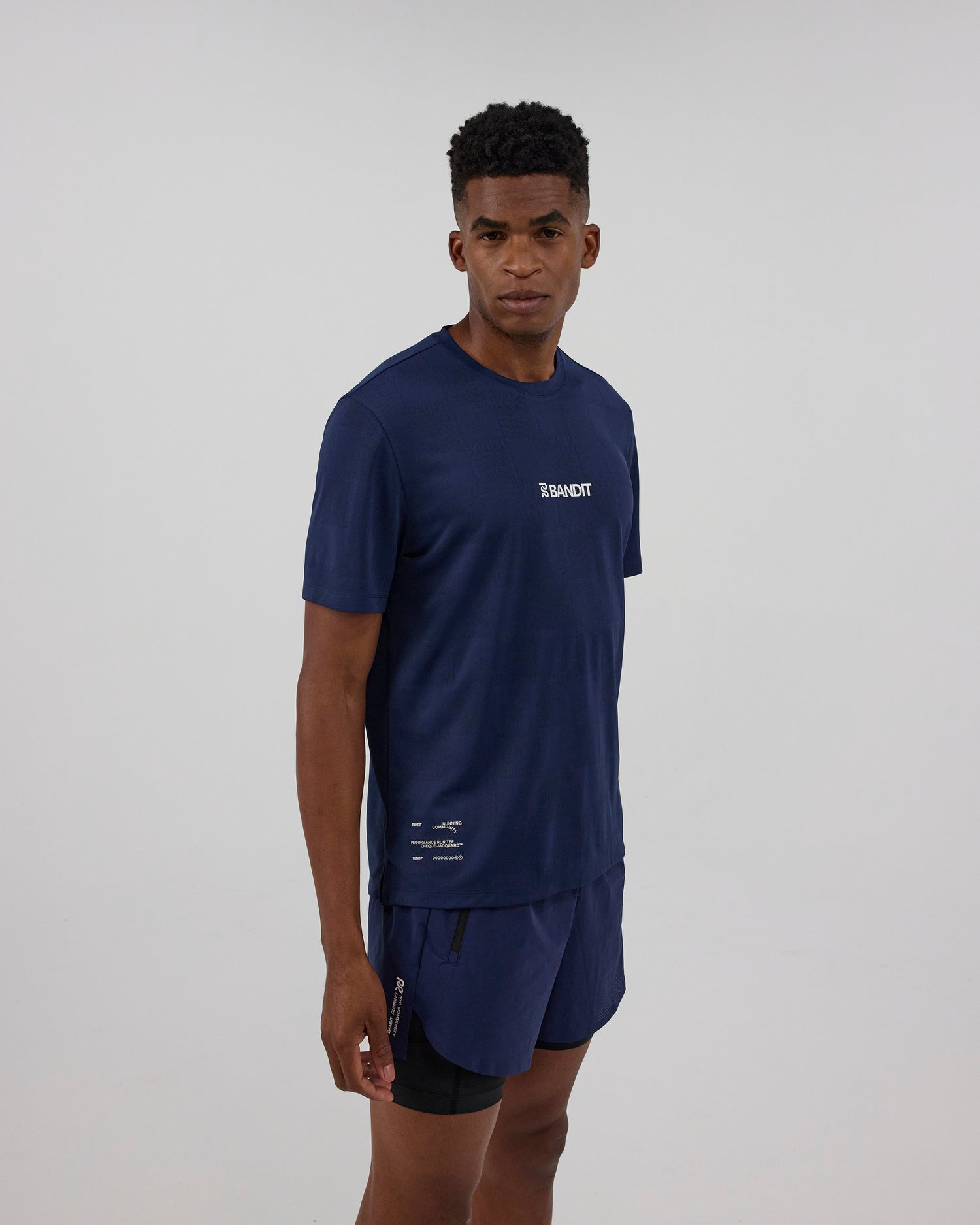 Bandit Cheque Jacquard Short Sleeve Tee - Unisex, NY Navy