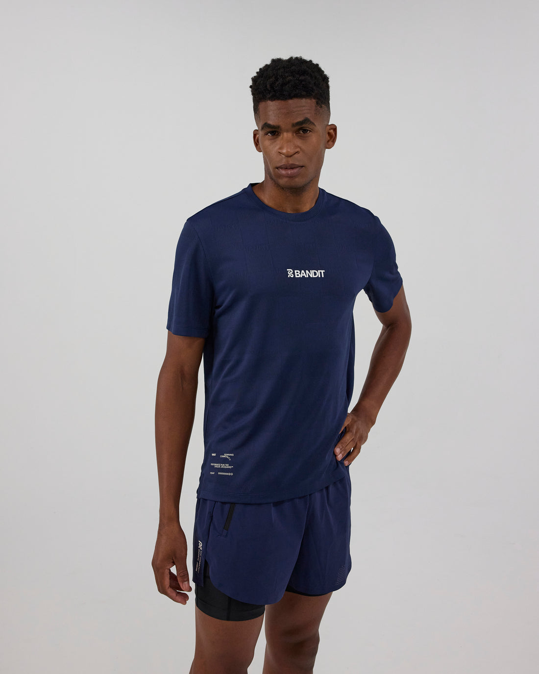 Bandit Cheque Jacquard Short Sleeve Tee - Unisex, NY Navy