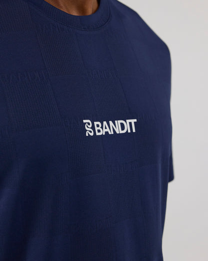 Bandit Cheque Jacquard Short Sleeve Tee - Unisex, NY Navy
