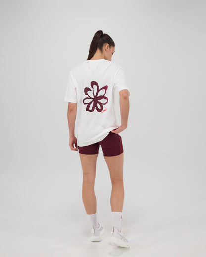 &quot;Painted Flower&quot; Cotton Tee, Unisex - White