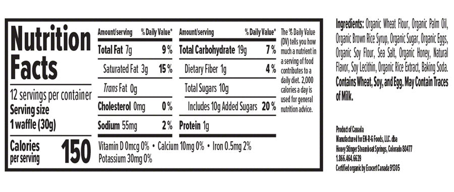 FOOD HS WAFFLE ORGANIC HONEY BXof12