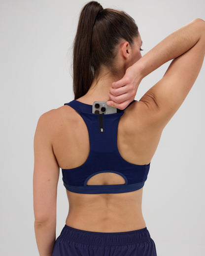 Gridlock™ Scoop Neck Run Bra - NY Navy