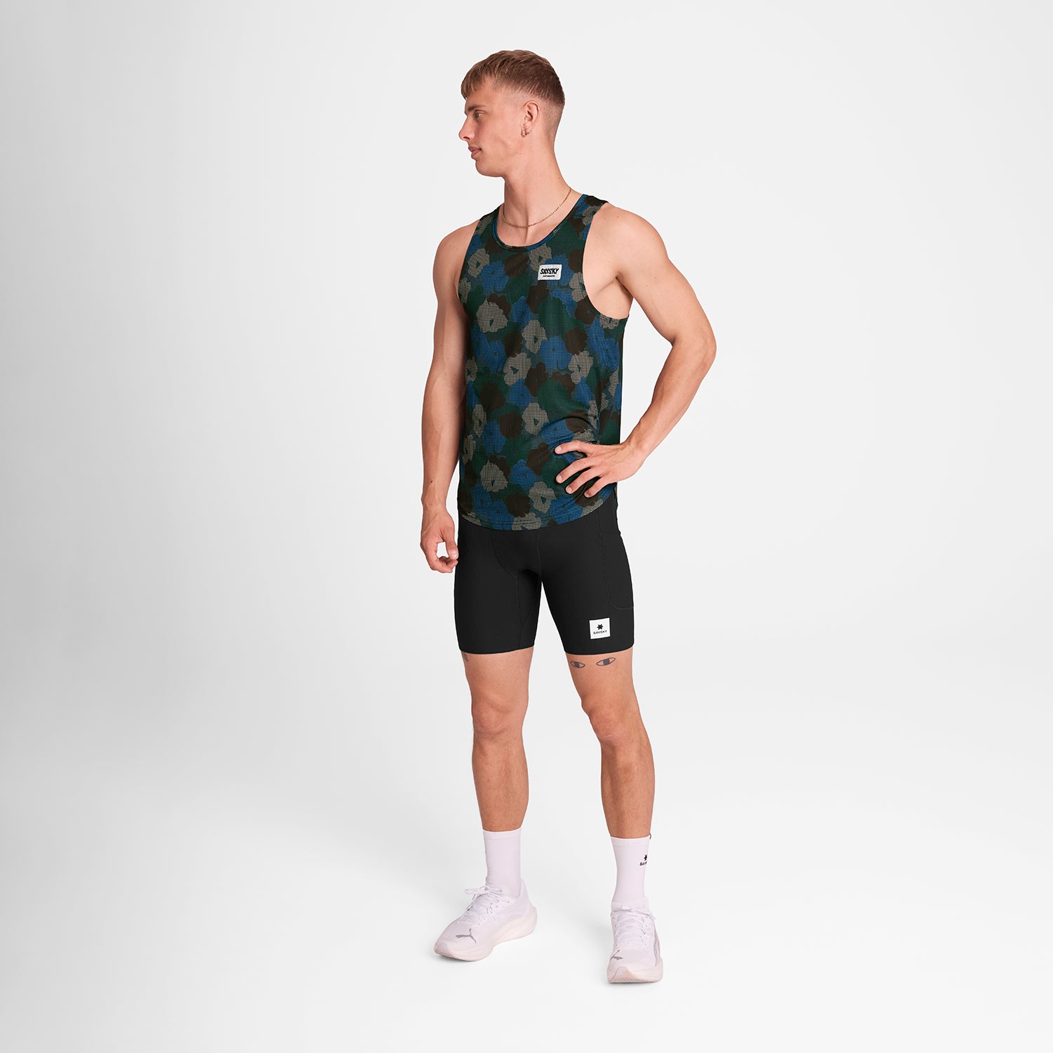 Flower Combat Singlet - Blue