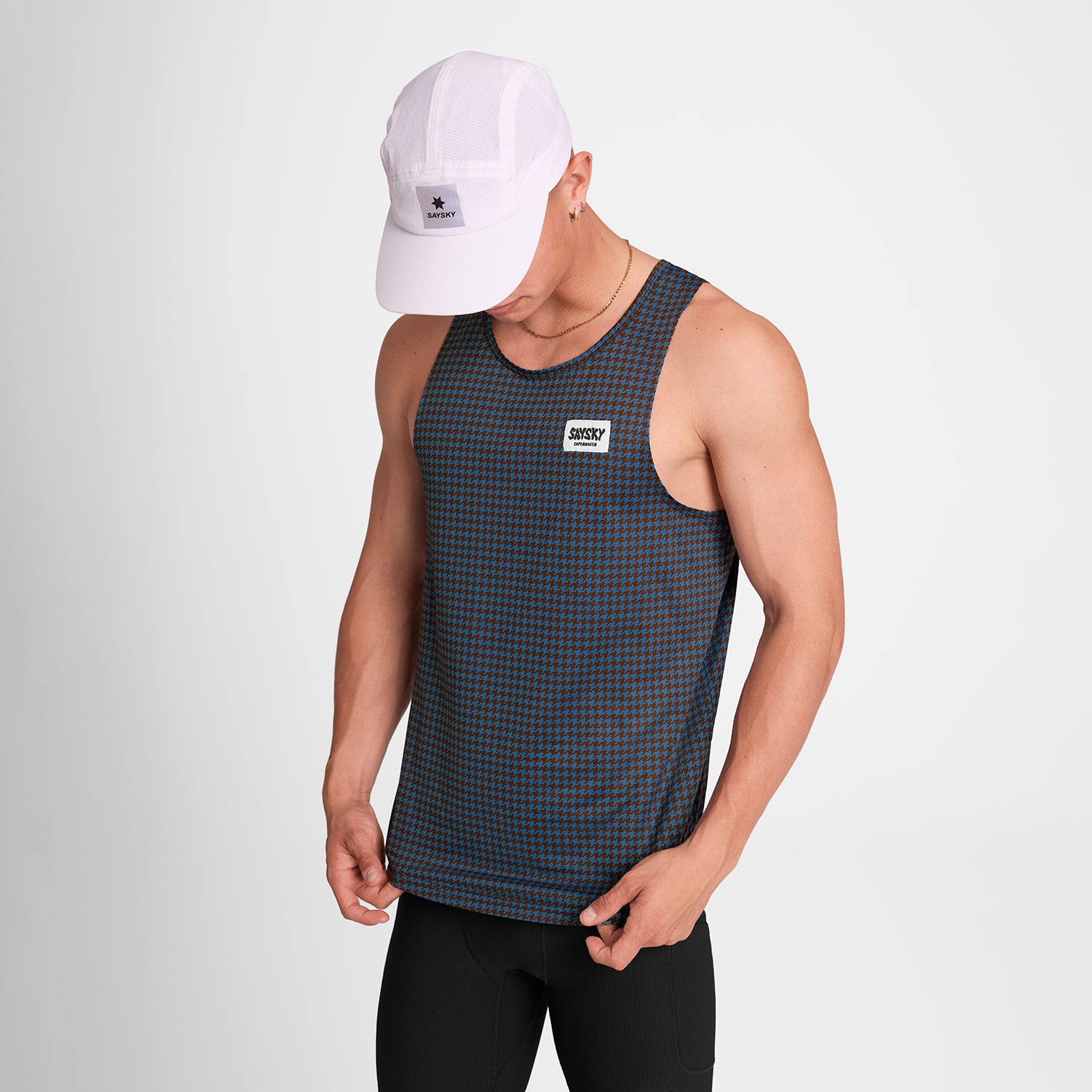 Houndstooth Combat Singlet - Blue