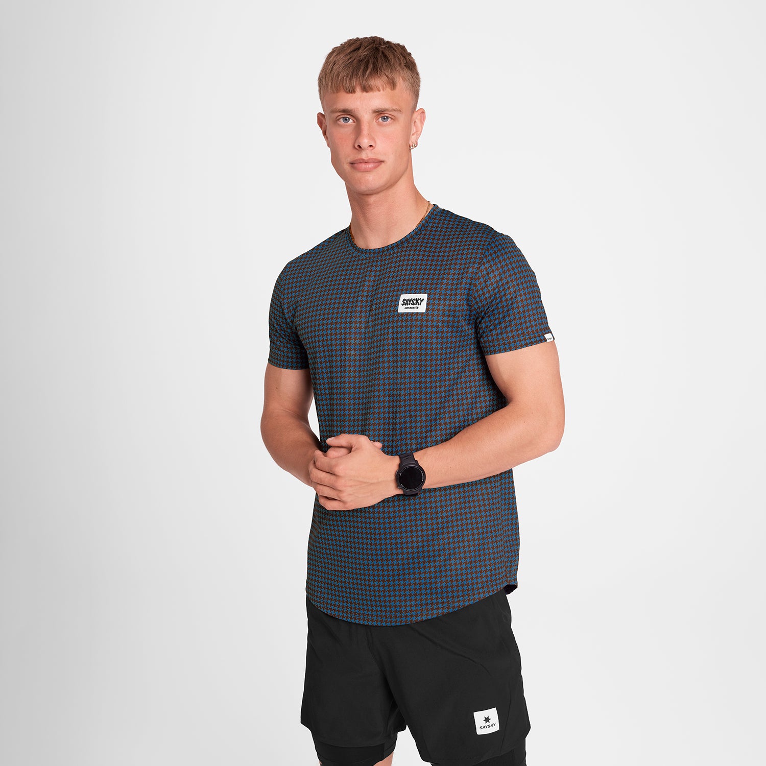 Houndstooth Combat T-Shirt - Blue