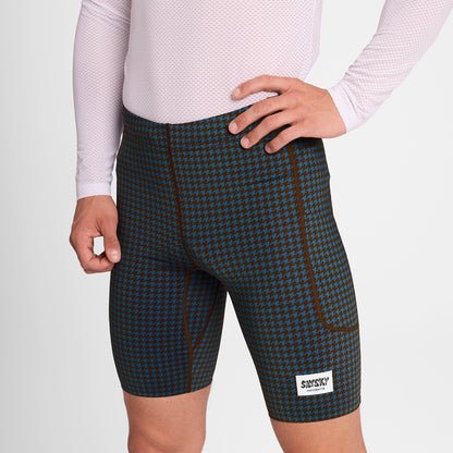 Houndstooth Combat+ Short Tights 9" - Blue