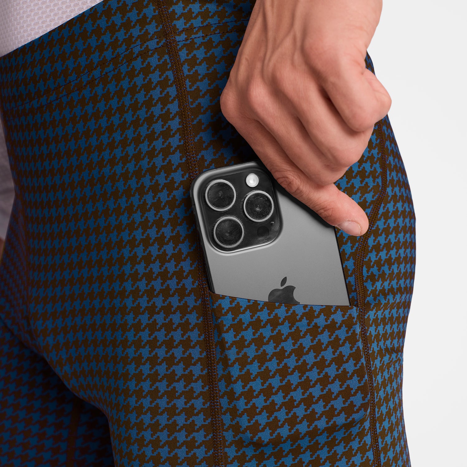 Houndstooth Combat+ Short Tights 9" - Blue