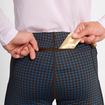 Houndstooth Combat+ Short Tights 9" - Blue