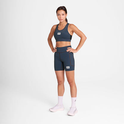 W Houndstooth Combat Sports Bra - Blue