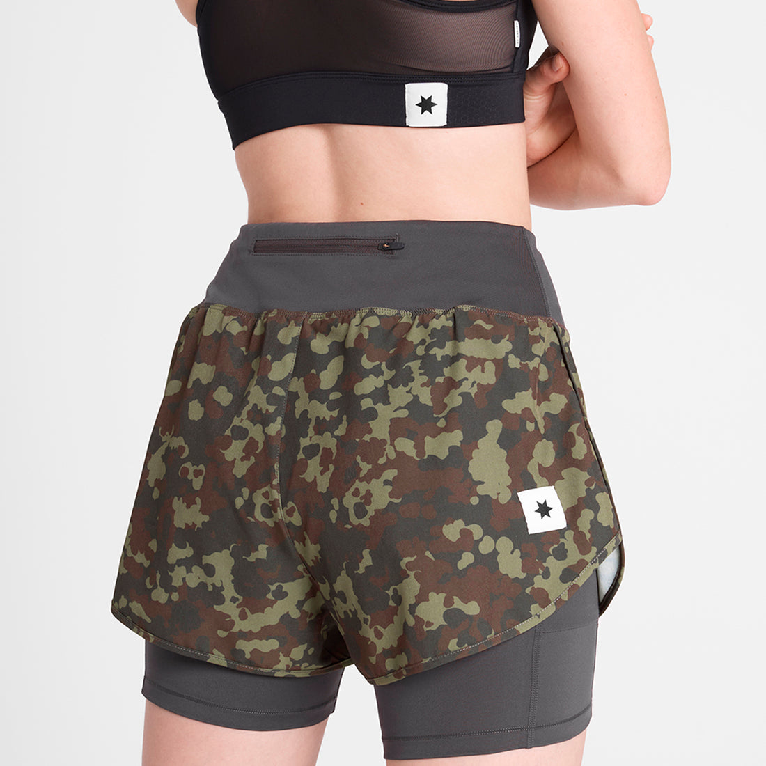 W Camo Pace 2 in 1 Shorts 3&quot; - Brown