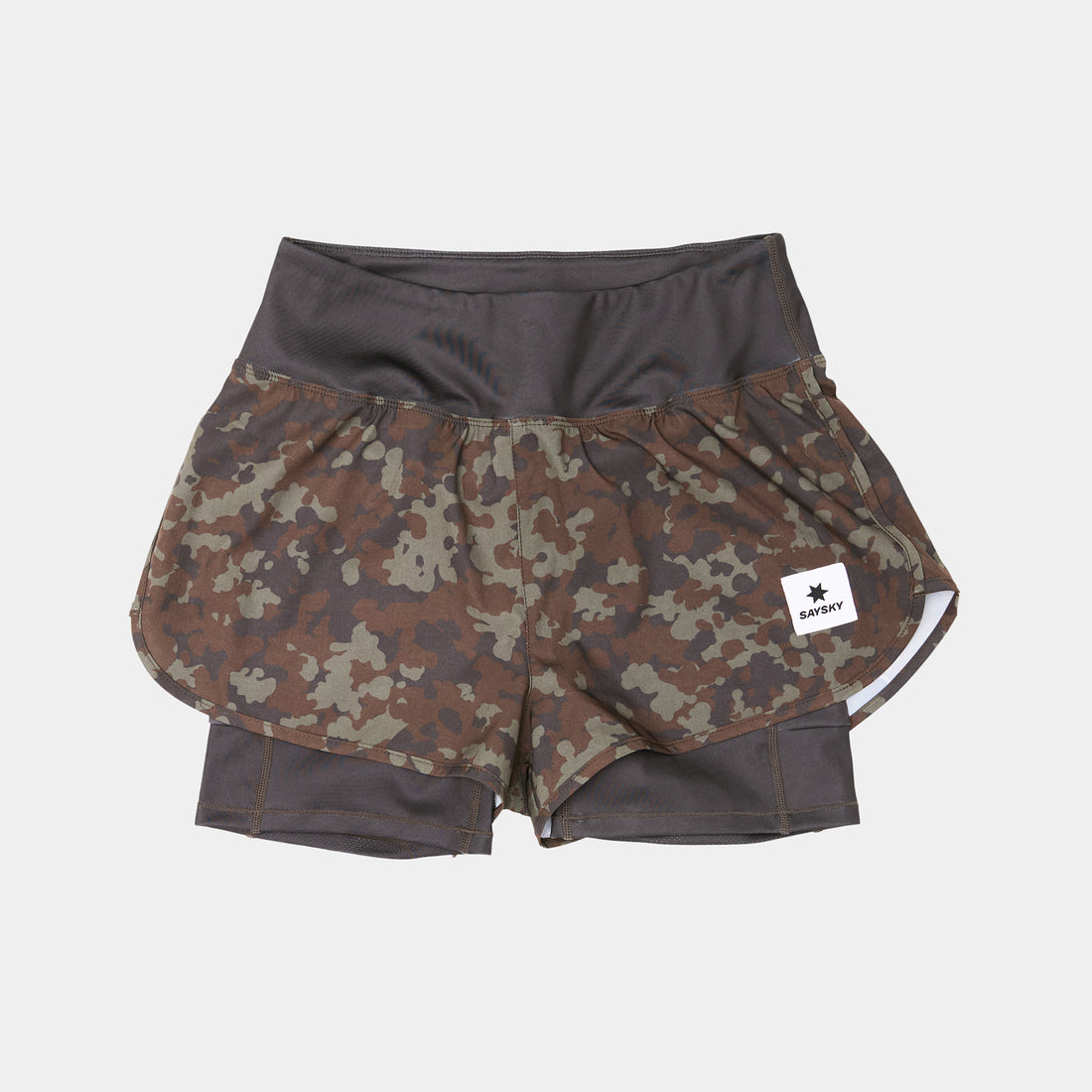 W Camo Pace 2 in 1 Shorts 3&quot; - Brown
