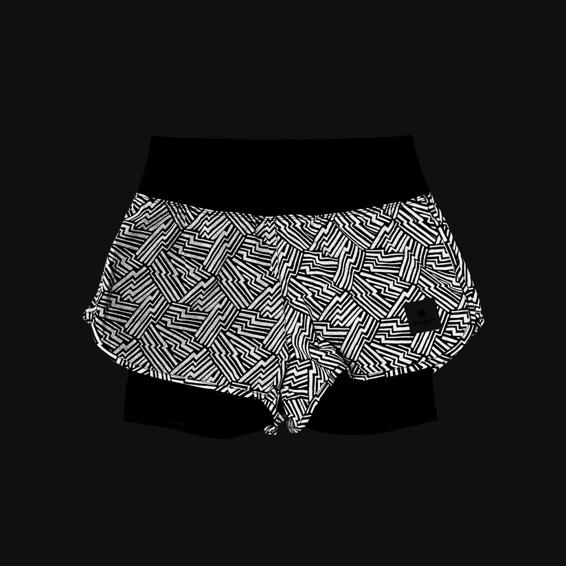 W Reflective Pace 2 in 1 Shorts 3" - Black