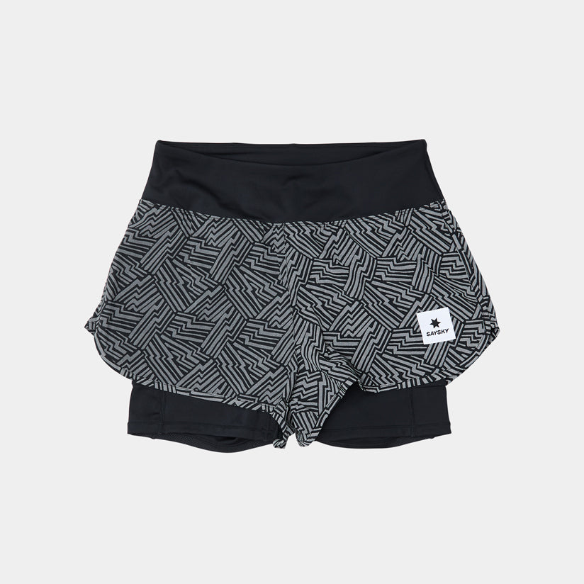 W Reflective Pace 2 in 1 Shorts 3" - Black