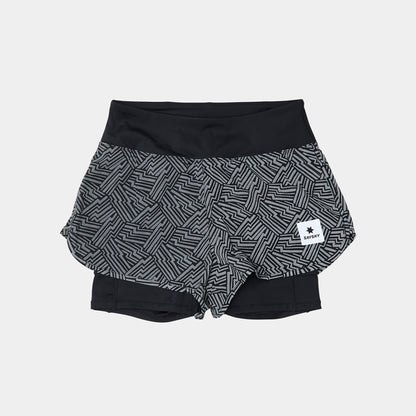 W Reflective Pace 2 in 1 Shorts 3" - Black