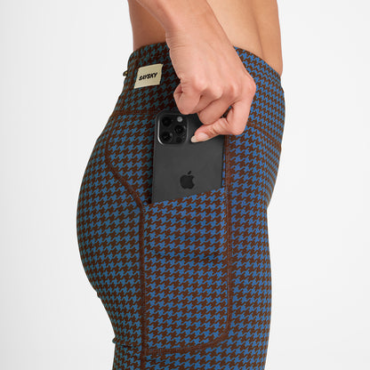 W Houndstooth Combat+ Short Tights 7&quot; - Blue