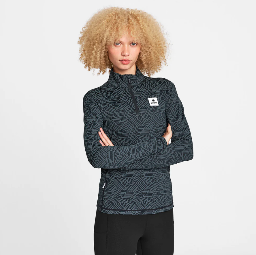 W Reflective Pace 1/2 Zip Long Sleeve - Black