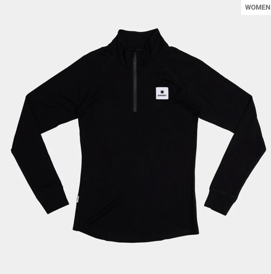 W Merino 165 Base 1/2 Zip Long Sleeve - Black