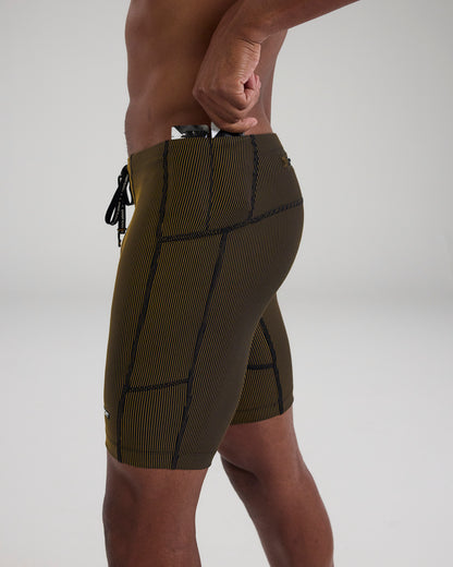 Striped Cadence™ 7 Pocket Half Tights - Black with Dijon