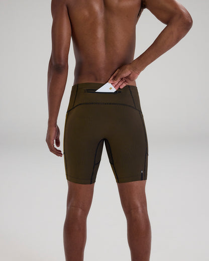 Striped Cadence™ 7 Pocket Half Tights - Black with Dijon