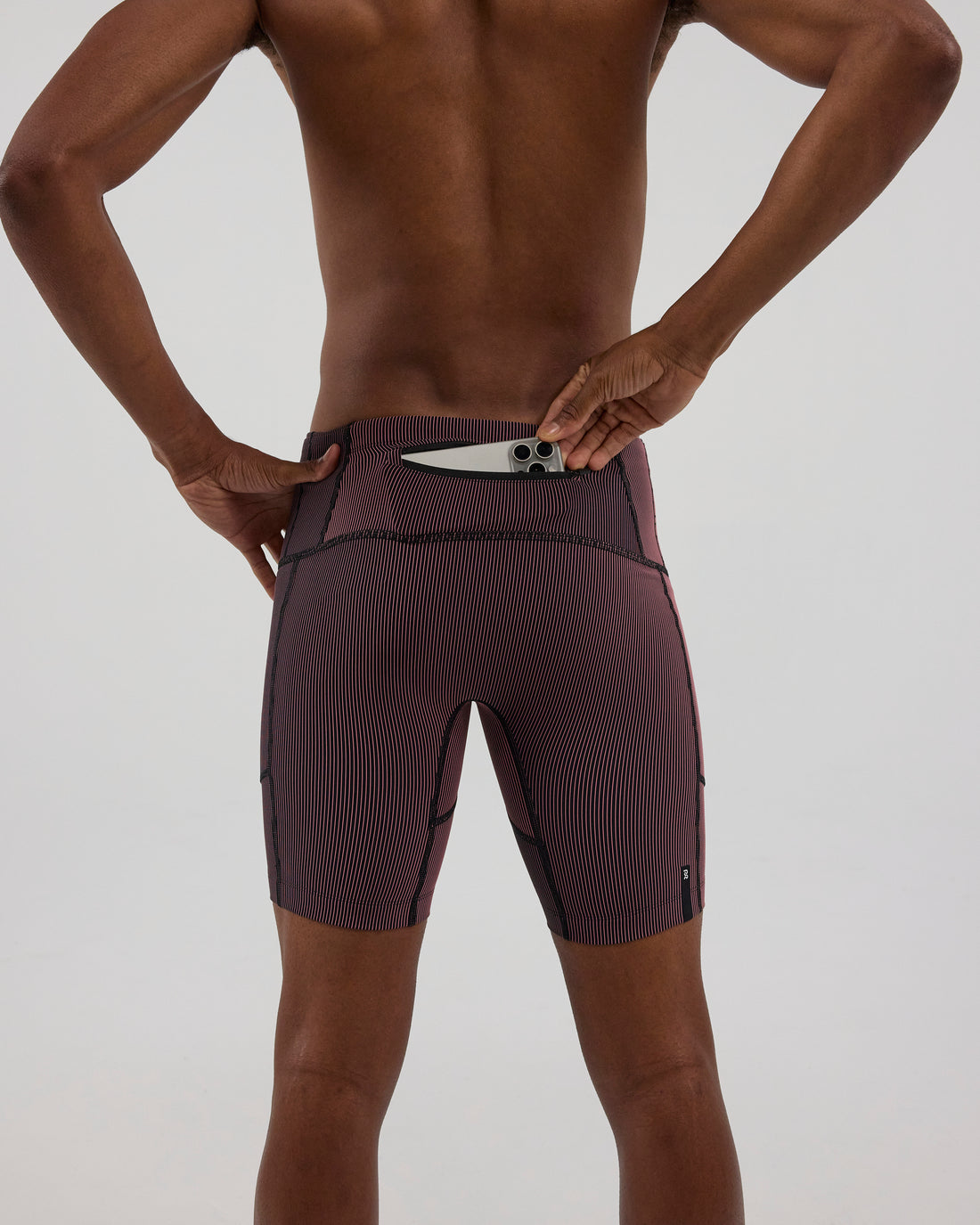 Striped Cadence™ 7 Pocket Half Tights - Black/ Mauve