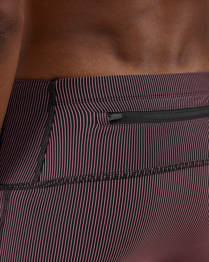 Striped Cadence™ 7 Pocket Half Tights - Black/ Mauve
