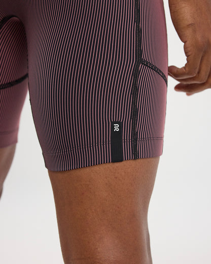 Striped Cadence™ 7 Pocket Half Tights - Black/ Mauve