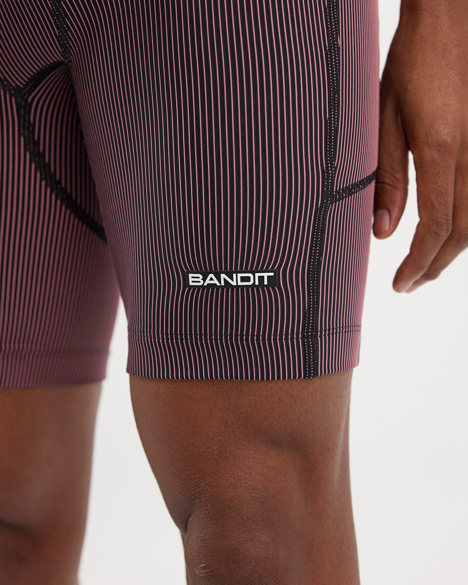 Striped Cadence™ 7 Pocket Half Tights - Black/ Mauve