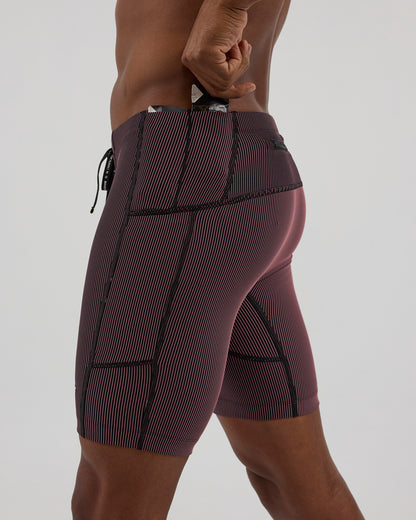 Striped Cadence™ 7 Pocket Half Tights - Black/ Mauve