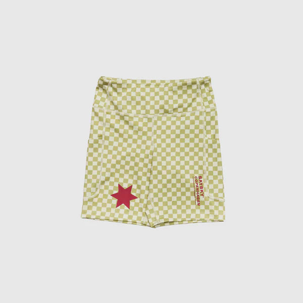 W Checker Combat+ Short Tights 7” - Green Aop