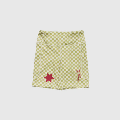 W Checker Combat+ Short Tights 7” - Green Aop