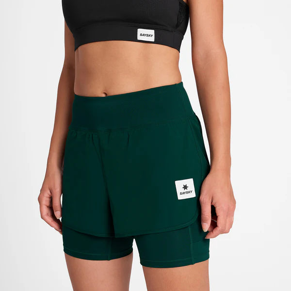 W Checker Pace 2 in 1 Shorts 3” - Green Aop