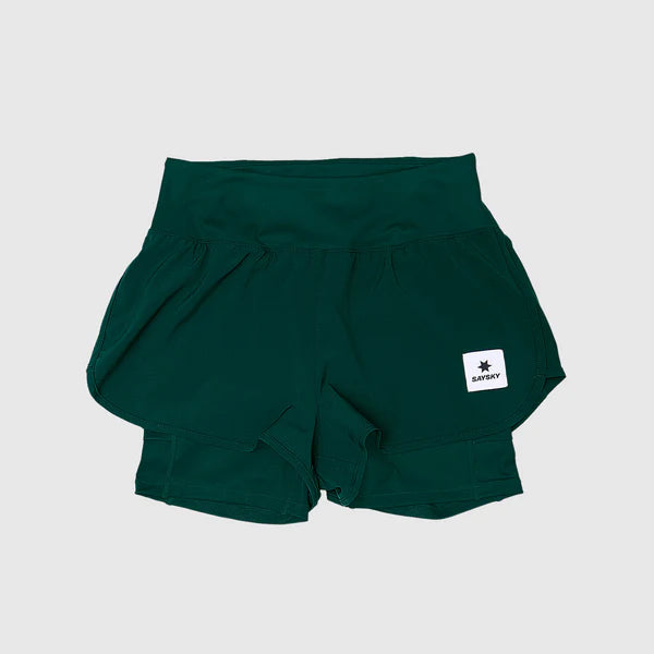 W Checker Pace 2 in 1 Shorts 3” - Green Aop