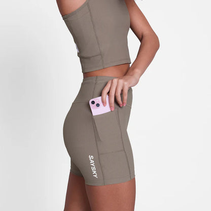W Combat+ Rib Short Tights 4” - Taupe