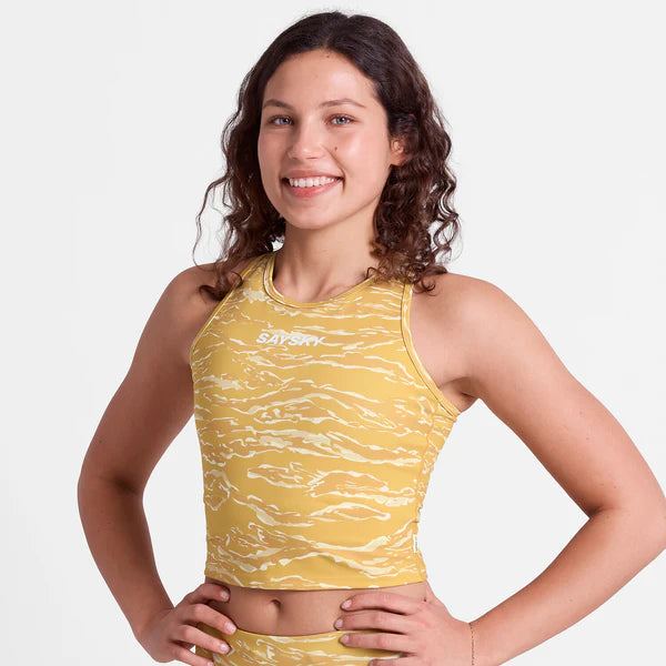 W Tiger Combat Crop Top - Yellow Camo