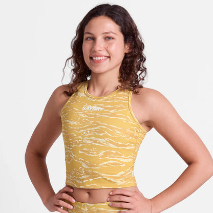W Tiger Combat Crop Top - Yellow Camo
