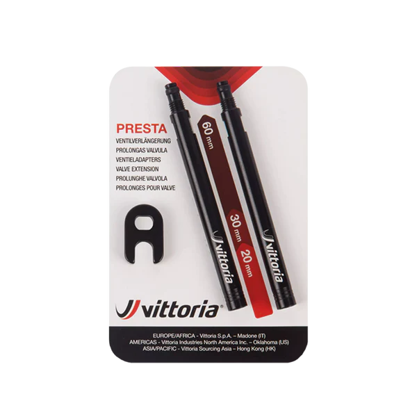 pack of Vittoria Valve extension (2 pcs. in alu + spanner)